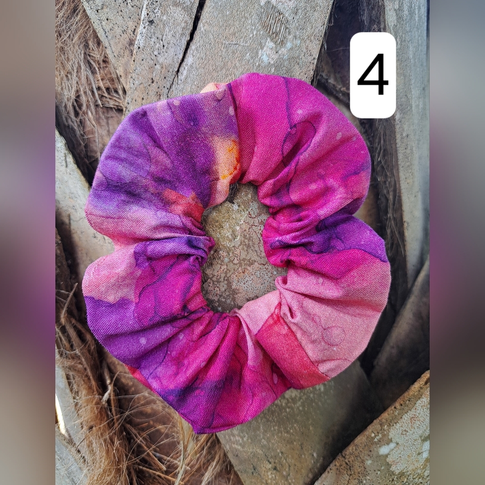 ONE Cotton Scrunchie Hair Tie Abstract Blue Purple Green Prints - Picture 9 of 16